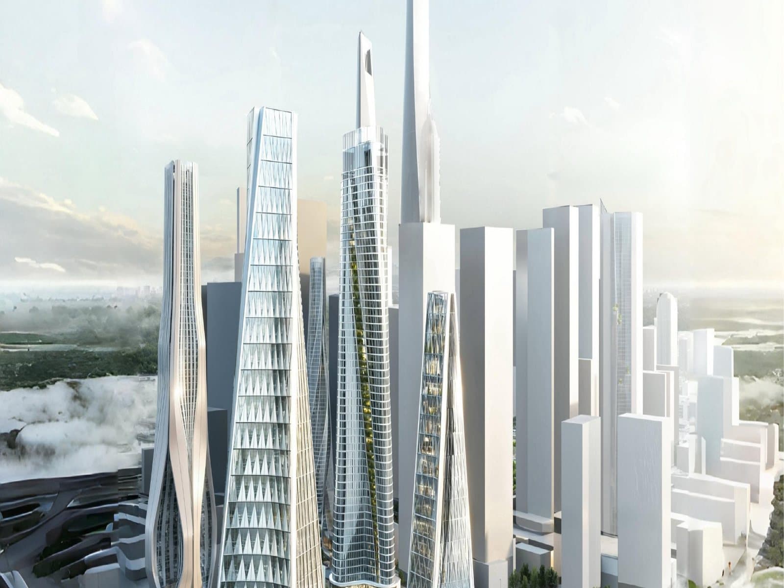 A computational study of a high-rise urban cluster