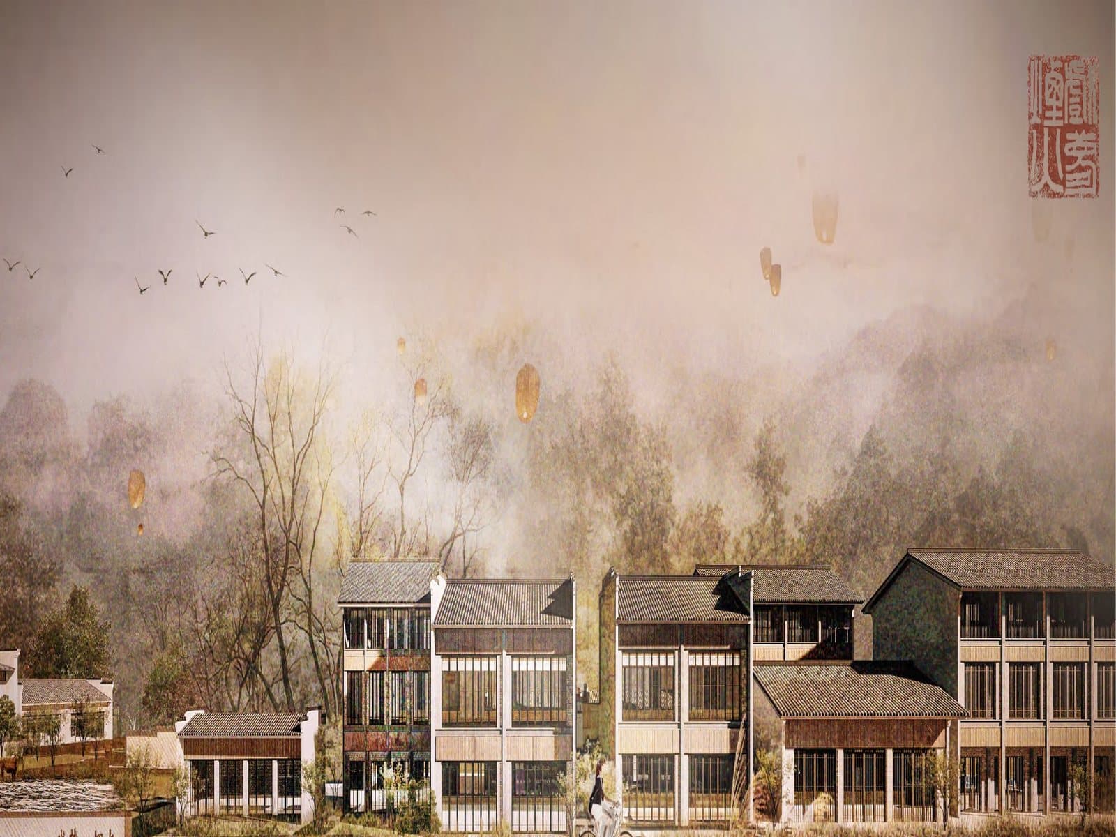 Contextual architecture situated in a mountainous landscape
